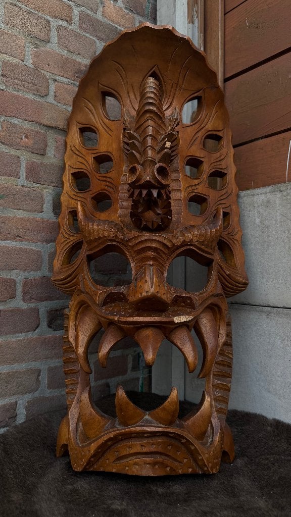 Unieke handgesneden houten Balinese masker – Indonesië, Antiek en Kunst, Ophalen