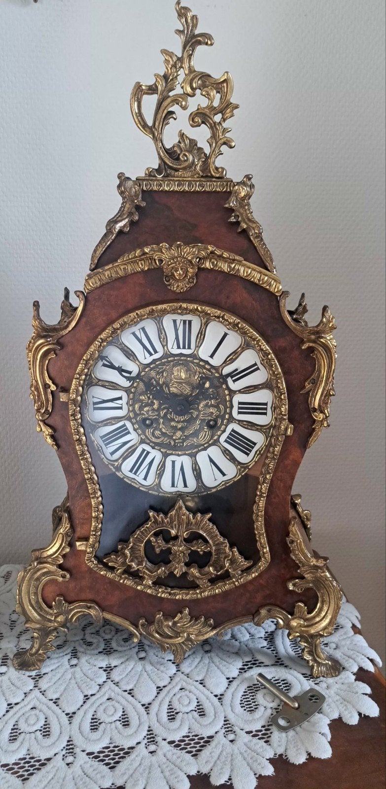 Antieke Franse Boulle stijl schoorsteenklok, Ophalen of Verzenden