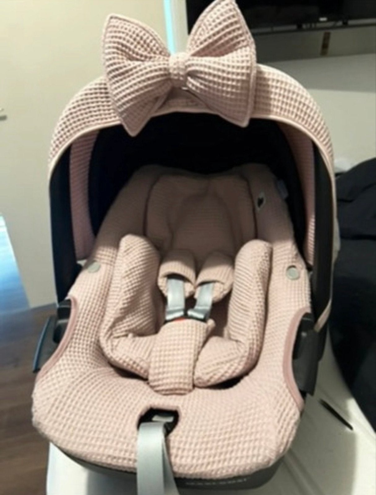 Maxi Cosi Pebble 360 bekleding oud roze met strik, Ophalen, Zo goed als nieuw, Maxi-Cosi