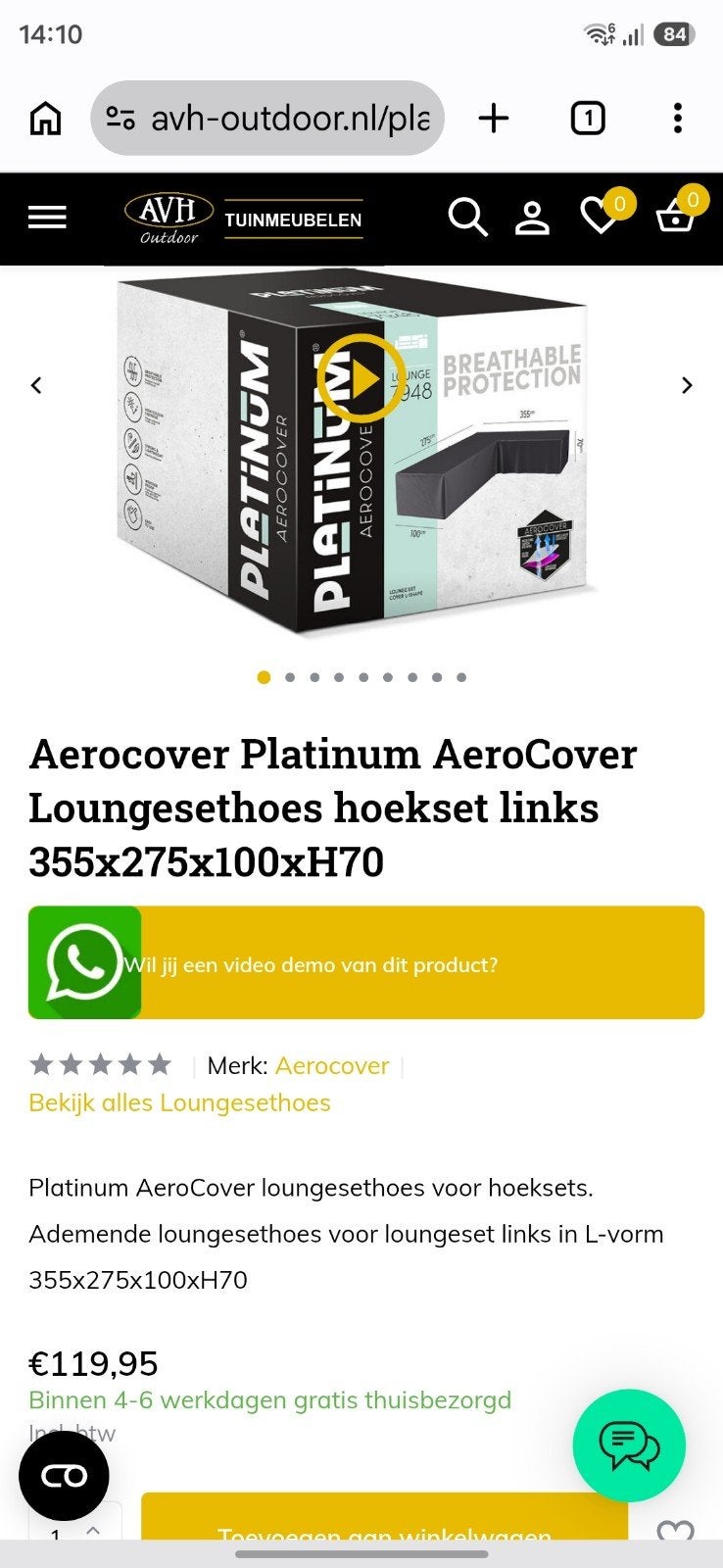 Platinum Aerocover Loungesethoes Zo goed als nieuw, Tuin en Terras, Tuinmeubel-accessoires, Ophalen of Verzenden