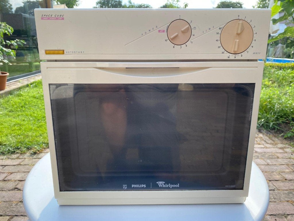 Vintage Philips Whirlpool M611 'Space Cube' Magnetron, Witgoed en Apparatuur, Magnetrons, Gebruikt, Vrijstaand, Magnetron, Minder dan 45 cm