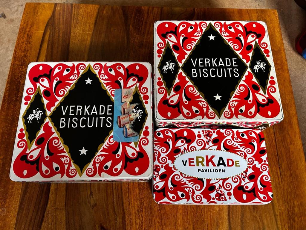 Vintage Verkade koekblikken - Set van 3, Verzamelen, Blikken, Ophalen of Verzenden, Gebruikt, Koek(jes), Verkade
