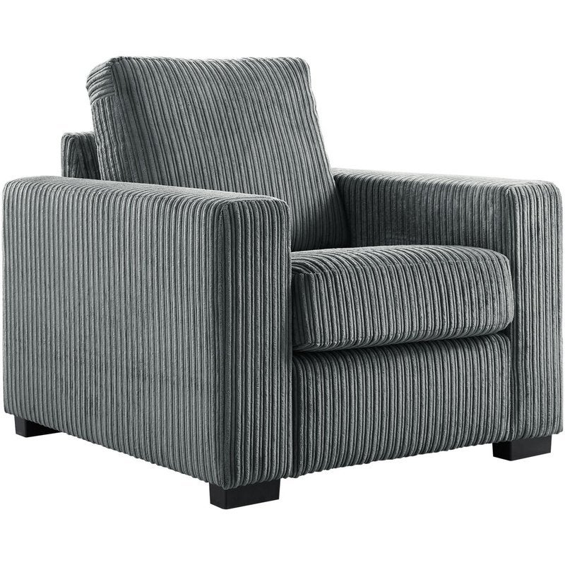 NIEUWE FAUTEUIL IN GRIJZE RIBSTOF STERK AFGEPRIJSD, Ophalen, MODERN, Nieuw, 75 tot 100 cm