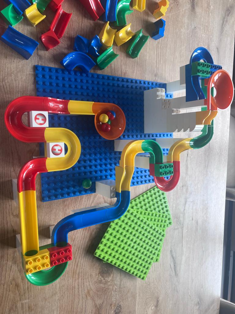 Hubelino knikkerbaan met bouwplaten, Ophalen of Verzenden, Gebruikt, Overige merken