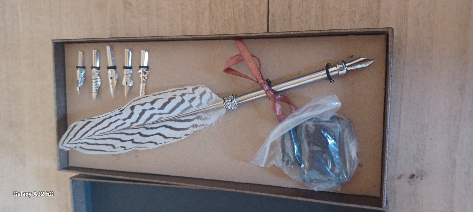 Kalligrafeerpen set met veer en inkt uit Frankrijk, Goud, Overige thema's, Nieuw, Overige merken