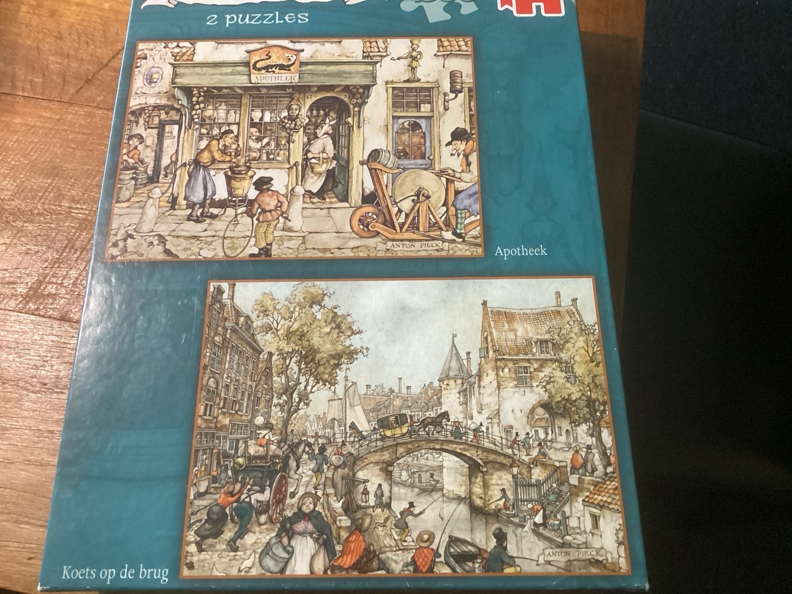Anton Pieck Puzzels: Apotheek & Koets op de brug (2x), Ophalen, 500 t/m 1500 stukjes, Gebruikt, Legpuzzel