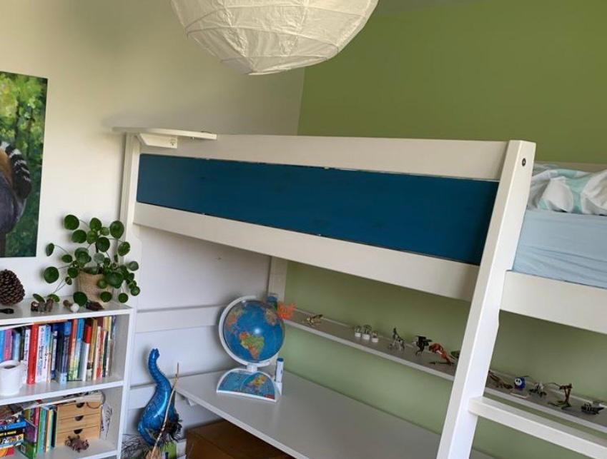 Lifetime Hoogslaper met in hoogte verstelbaar bureau, Ophalen, Eenpersoons, 160 tot 180 cm, Zo goed als nieuw