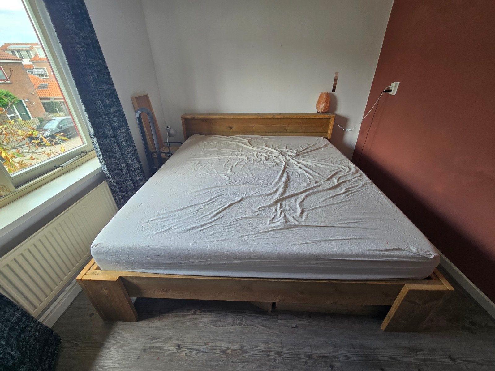 Livengo steigerhout bed - 5.5 jaar oud, Ophalen, Gebruikt, Steigerhout, Tweepersoons