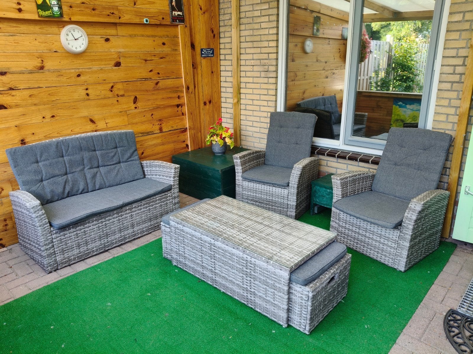Tuinset, 5 zitplaatsen, Kunststof, Ophalen of Verzenden, Zo goed als nieuw