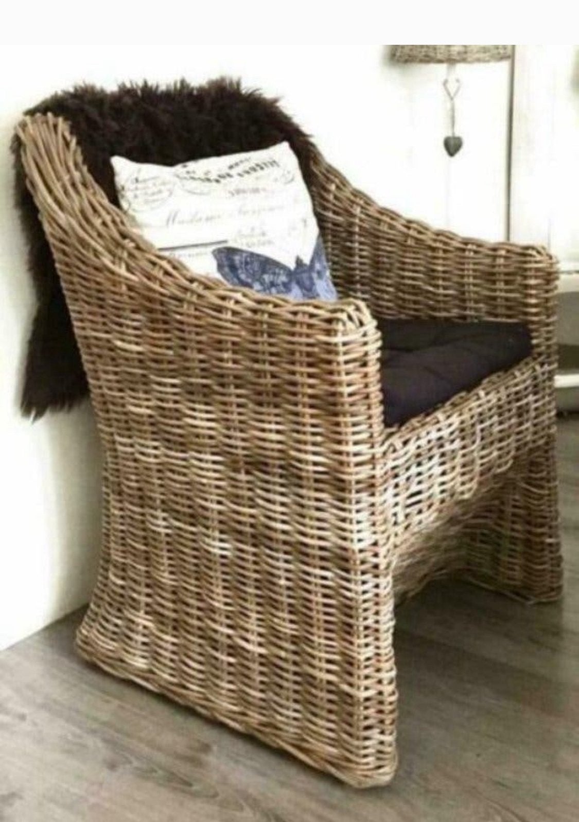 Zeer nette Rotan Lounge Stoel (B63xH89) incl dik zitkussen, Rotan, Zo goed als nieuw, Loungeset, Stoel