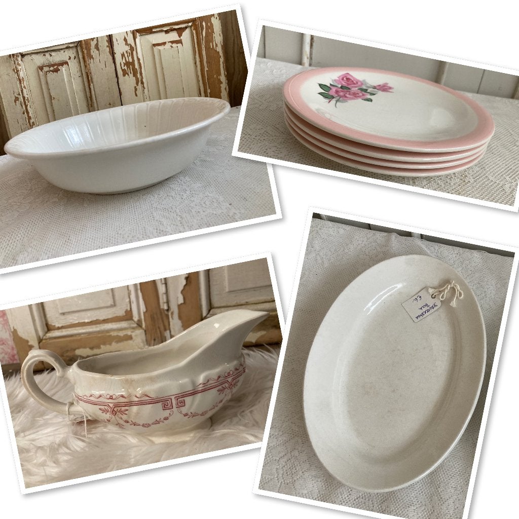 Boch / Brocante juskom - dessertbordjes - schaal met reliëf, Ophalen of Verzenden