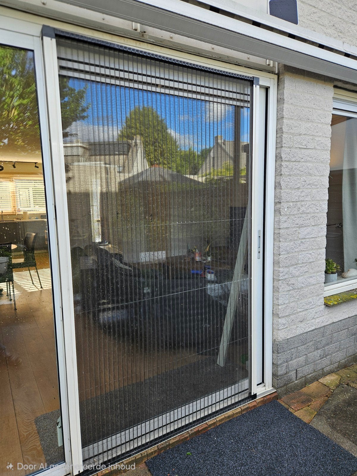 Nette plissé hordeur 225x132 cm + onder- en bovengeleider, Ophalen, Gebruikt, Hordeur, Vouwdeur