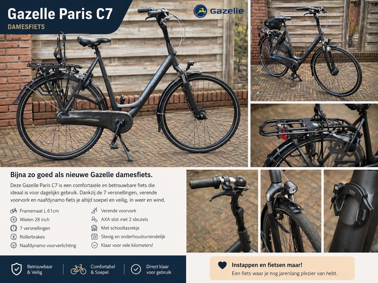 Gazelle Orange C7 damesfiets 61cm, Fietsen en Brommers, Fietsen | Dames | Damesfietsen, Ophalen, Zo goed als nieuw, Gazelle