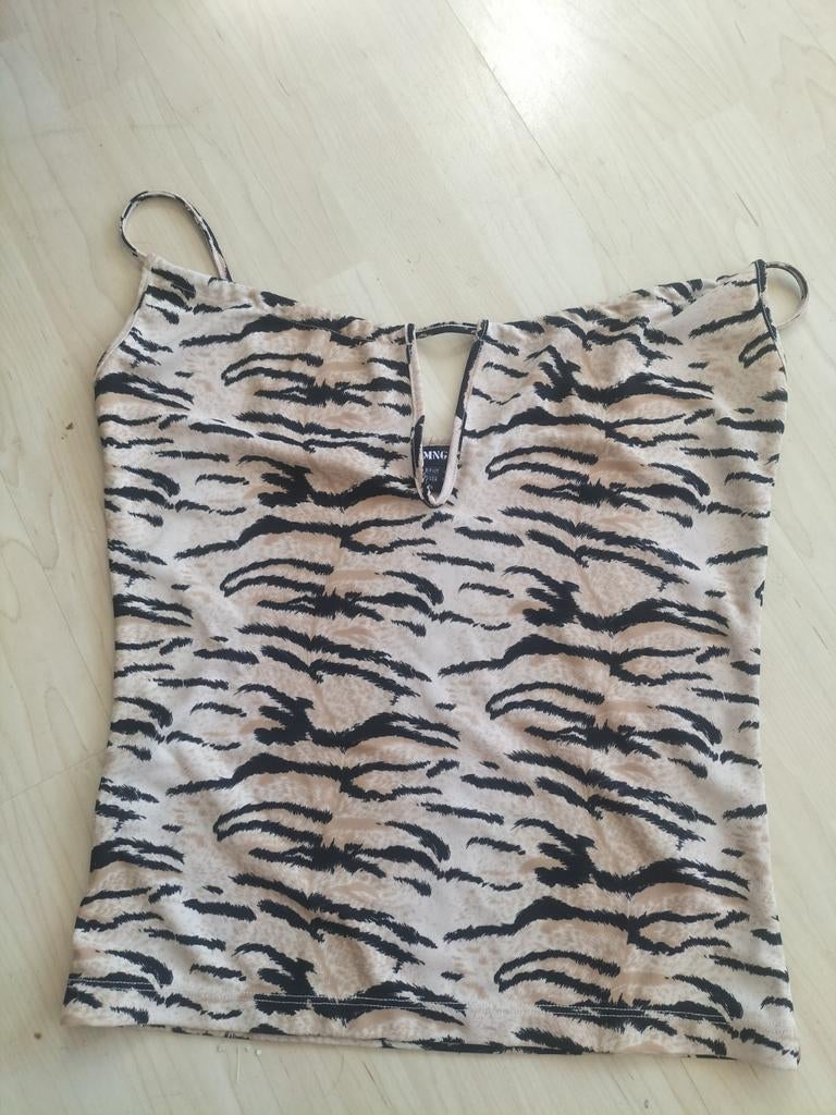 MNG Tijgerprint Topje met Spaghettibandjes, Kleding | Dames, Tops, Maat 38/40 (M), Beige, MNG, Ophalen of Verzenden
