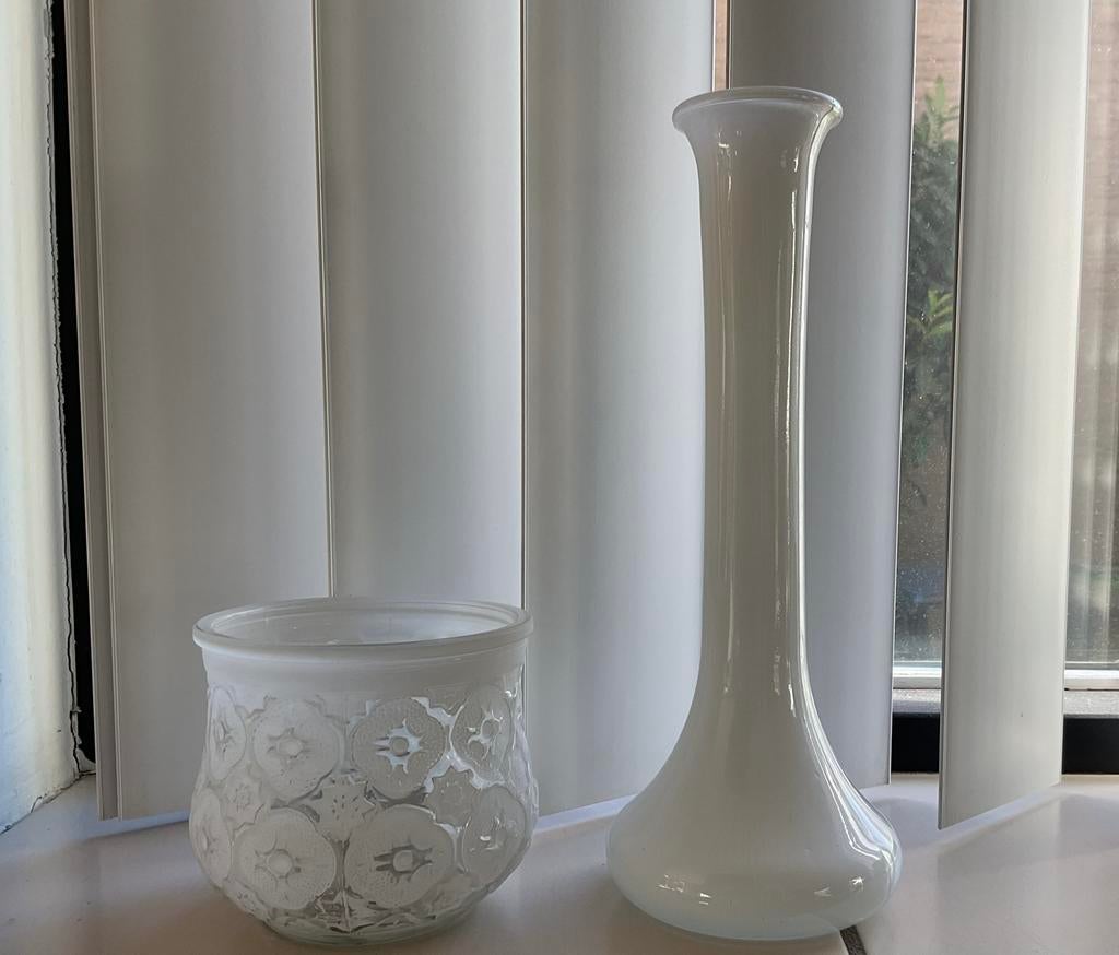 Kandelaar melkglas 25 cm, Ophalen of Verzenden, Glas