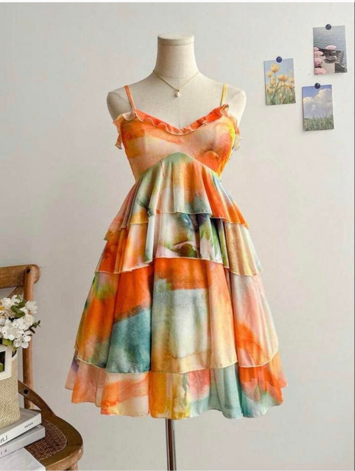 Boho Mini Jurk met Spaghettibandjes en Ruches, Kleding | Dames, Jurken, Nieuw, Maat 34 (XS) of kleiner, Meerkleurig, Boven de knie