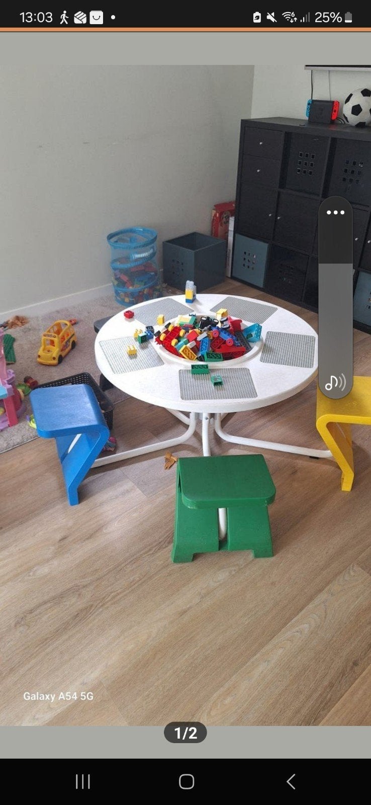 Speeltafel met bouwblokken en 3 stoeltjes, Ophalen of Verzenden, Gebruikt, Overige merken