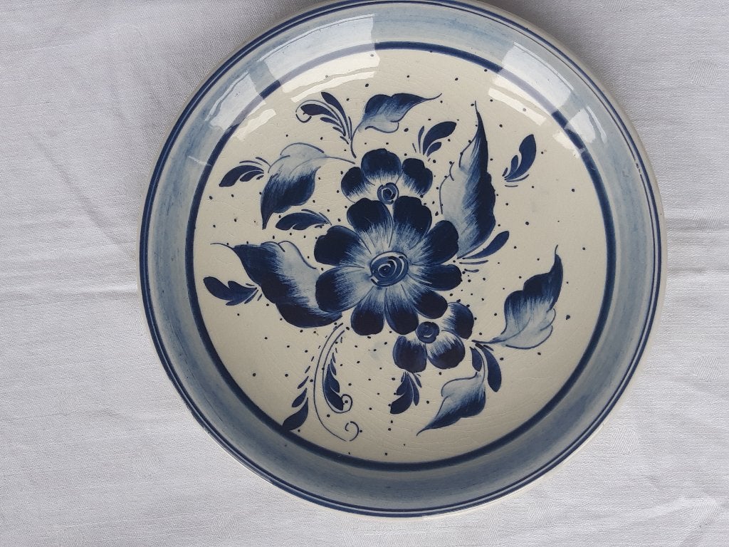 Ter Gouw: delftsblauw wandbord met bloemen (Gouda, Antiek en Kunst, Ophalen of Verzenden