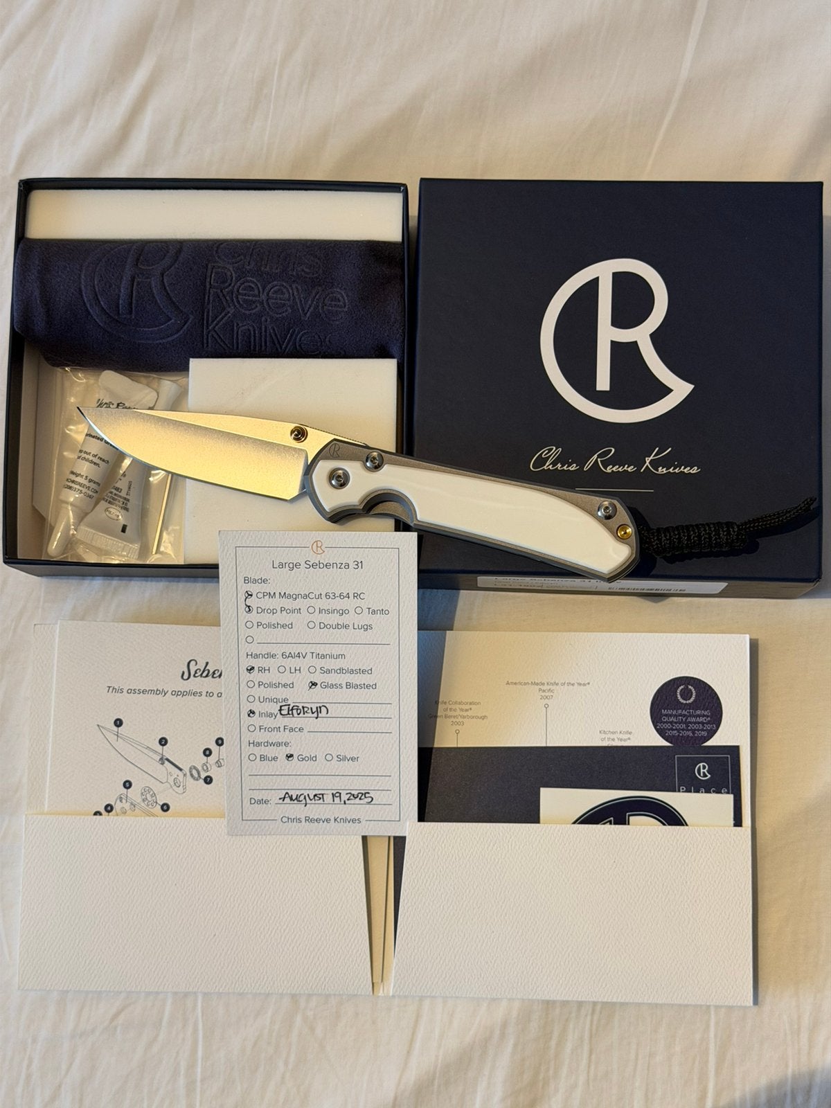 Chris reeve sebenza 31 large Elforyn tusk, Verzenden, Zo goed als nieuw