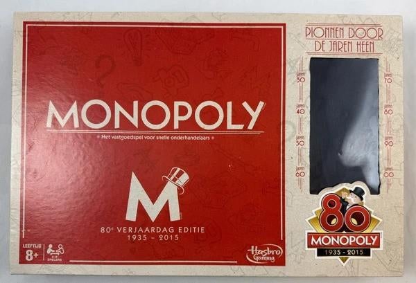 Monopoly 80 Jaar Jubileum Editie Nederlands Hasbro 2015, Hobby en Vrije tijd, Gezelschapsspellen | Bordspellen, Zo goed als nieuw