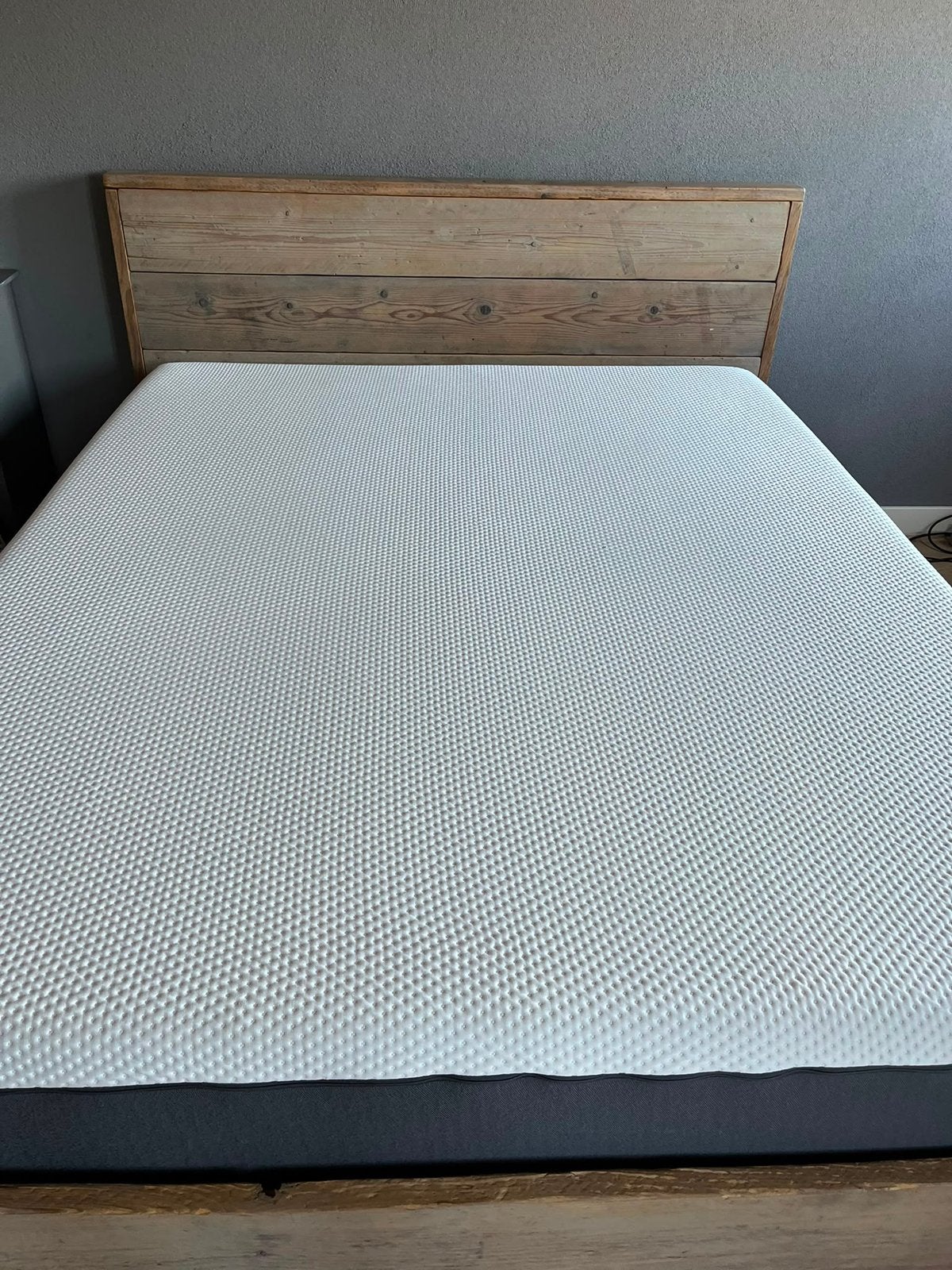 Twee persoons steigerhouten bed 160 x 200 incl Emma matras, Ophalen, Tweepersoons, Zo goed als nieuw, 160 cm