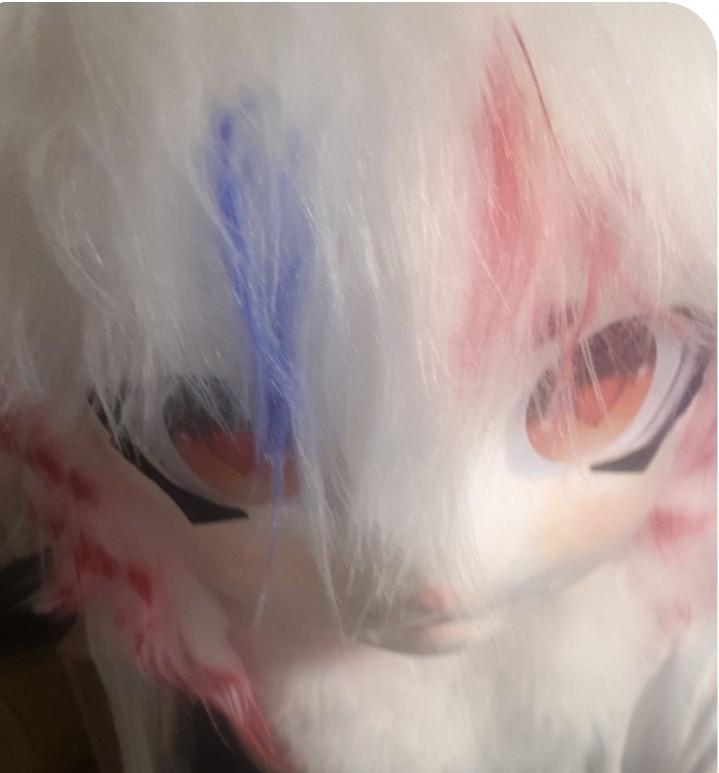 Fursuit Hoofd - Wit met Roze/Blauwe accenten, Ophalen of Verzenden, Nieuw, Accessoires