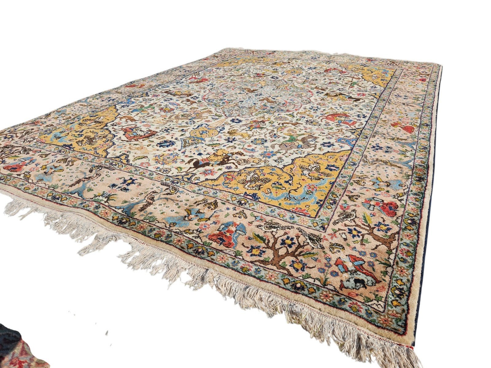 Prachtig authentiek handgeknoopt perzisch Isfahan tapijt, Ophalen, Gebruikt, 200 cm of meer, 200 cm of meer
