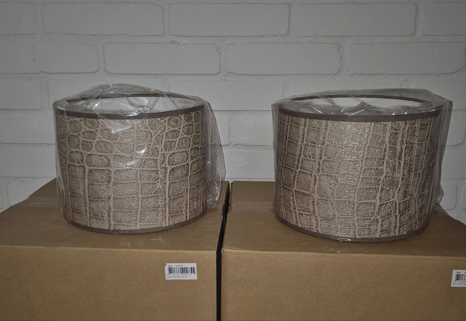 Cilindervormige Gouden lampenkappen met crocoprint 20 cm., Hanglamp, Rond, Nieuw, Ophalen of Verzenden