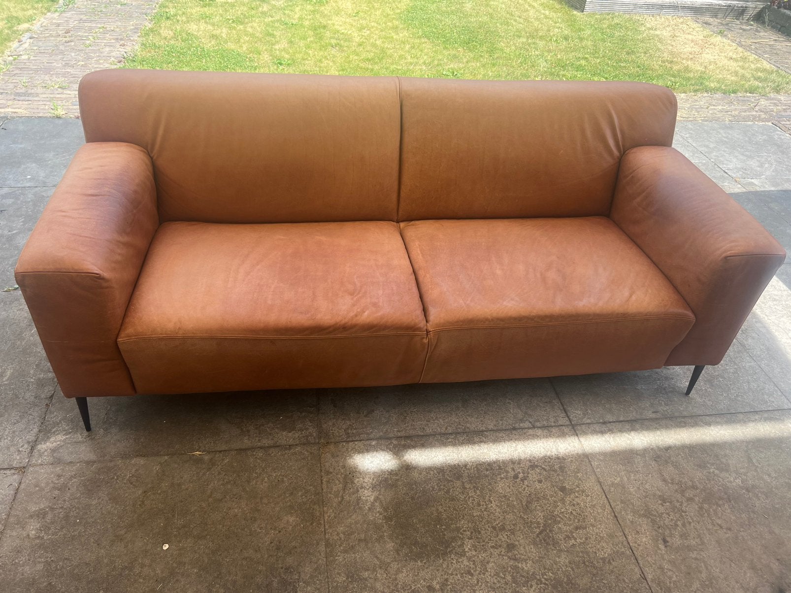 Mooie leren Enzo Luca bank ~ Merlo te koop, Ophalen, 150 tot 200 cm, Tweepersoons, Zo goed als nieuw
