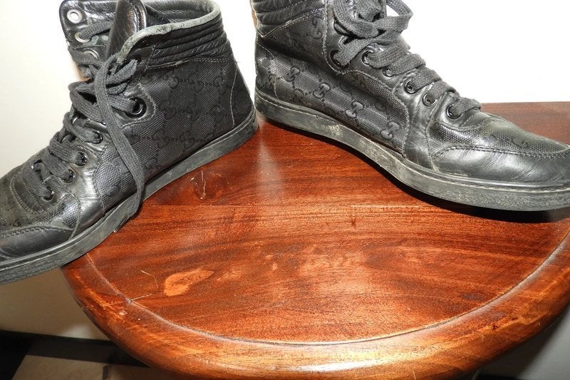 Gucci leren sneakers monogram print enkel hoog grijs 37, Verzenden, Grijs, Gucci, Sneakers of Gympen