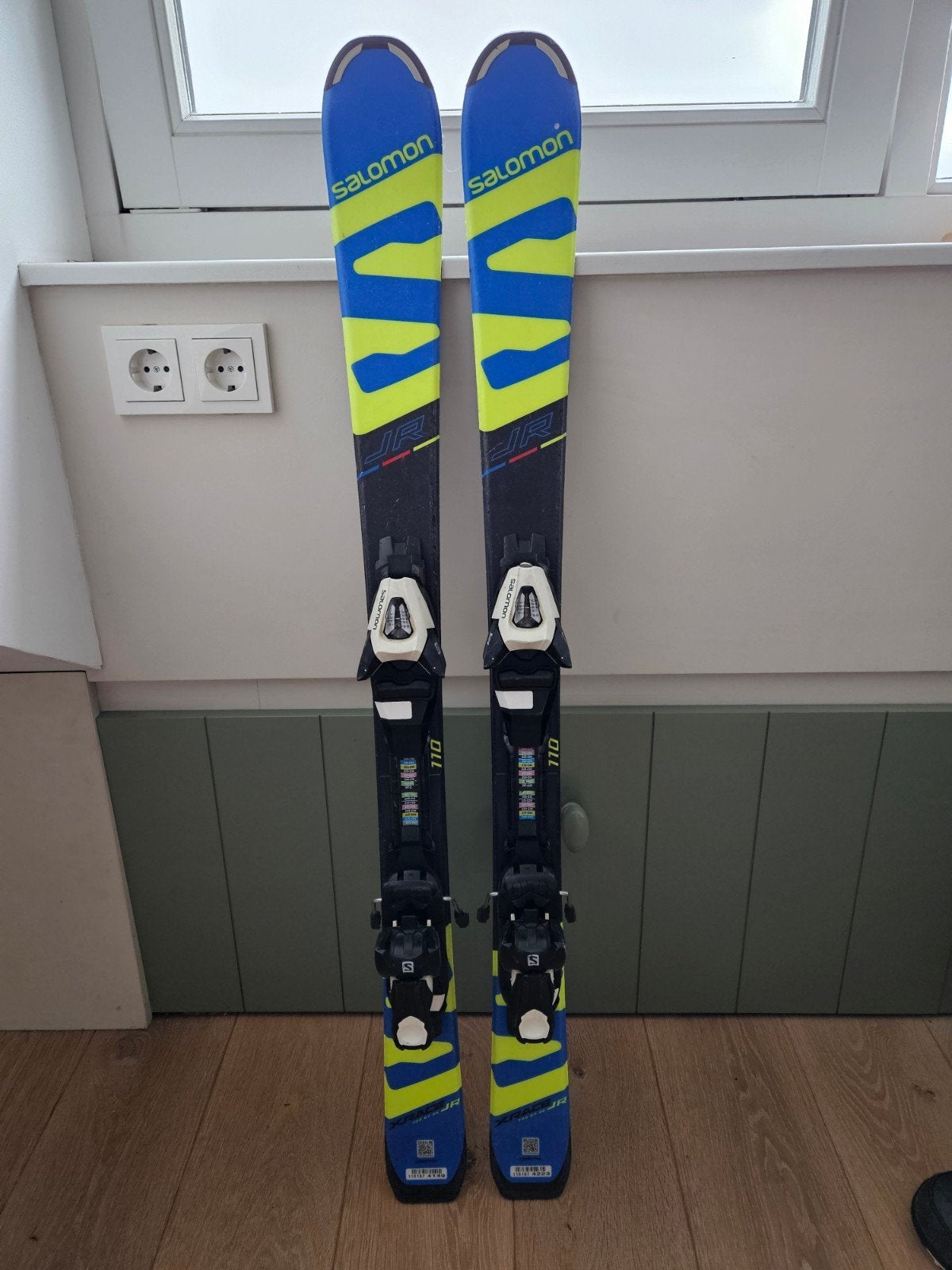 Salomon X Race junior ski's kinder 110 cm - Blauw/Geel, Sport en Fitness, Skiën en Langlaufen, Gebruikt, 100 tot 140 cm, Skiën