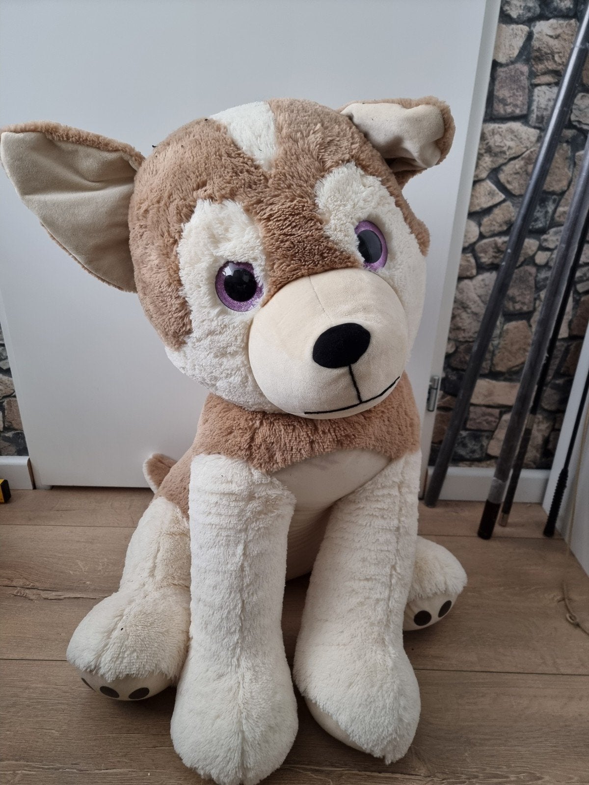Mega knuffel hond van bijna 1 meter hoog, Gebruikt, Bruin, Groot (groter dan 80 cm), Hond