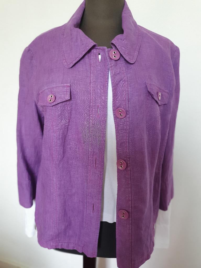Nieuw kort linnen jasje van Gerry Weber, maat XL, Paars, Maat 46/48 (XL) of groter, Nieuw, Ophalen of Verzenden