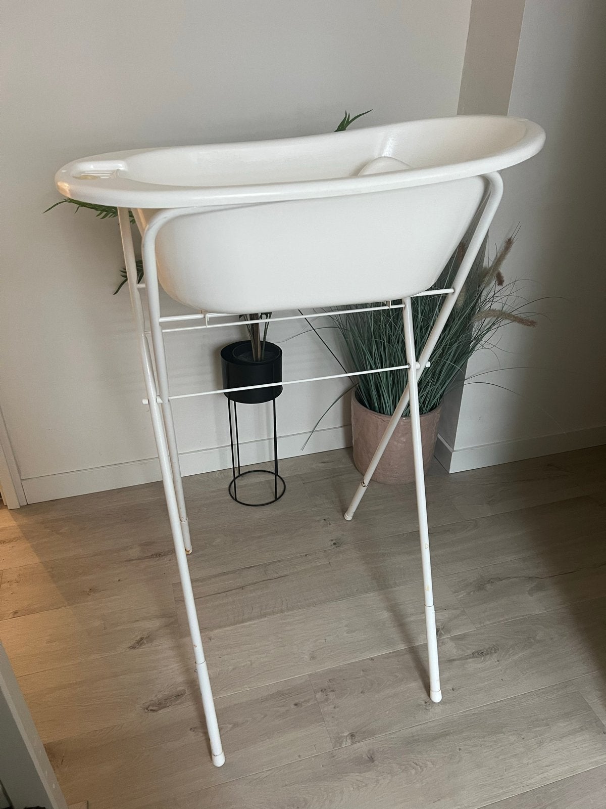 Babybadje met standaard en badzitje, Gebruikt, Badje, Standaard, Ophalen