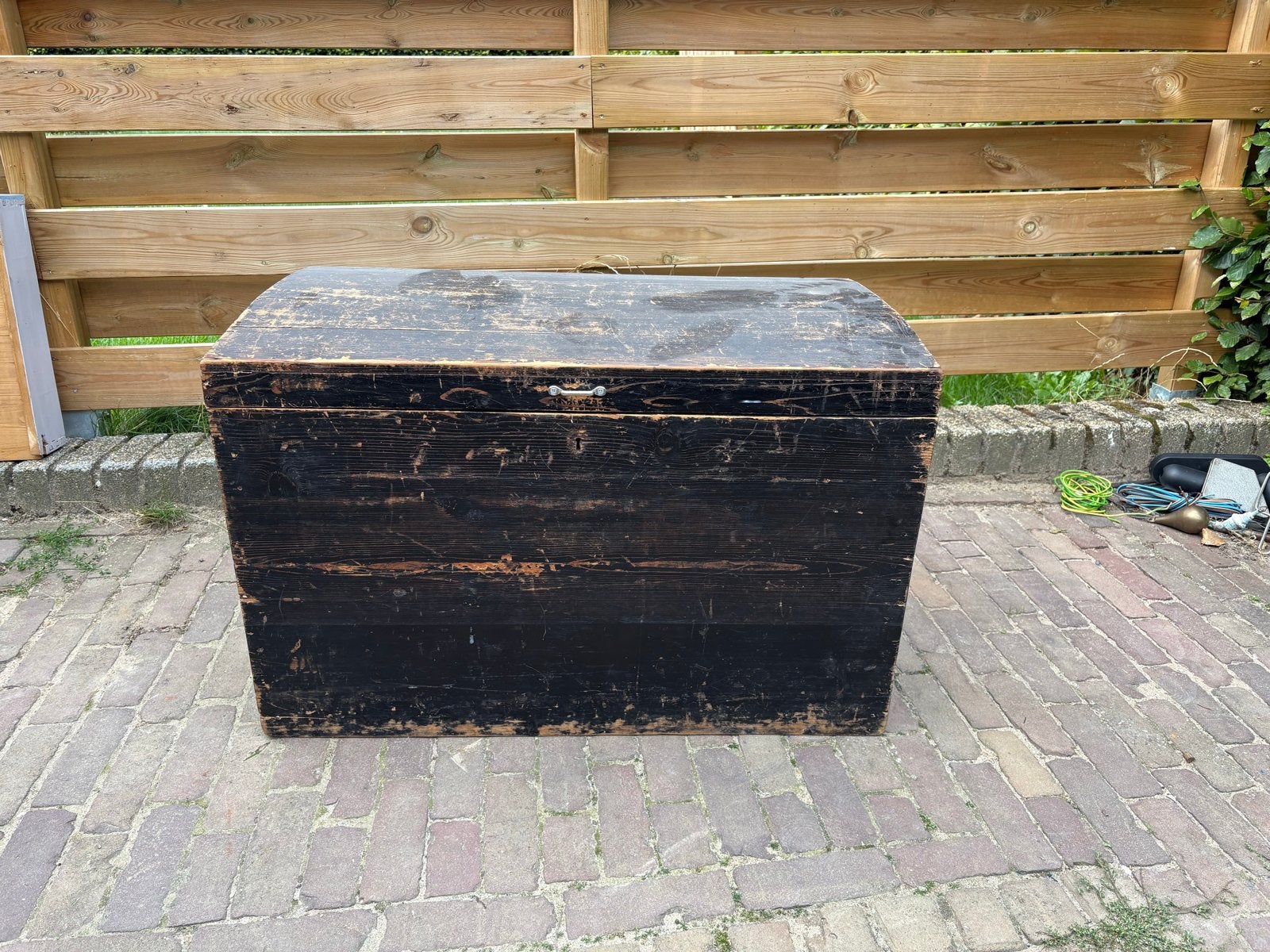 Antieke dekenkist van hout, Ophalen, 50 – 75, Gebruikt, 100 tot 150 cm