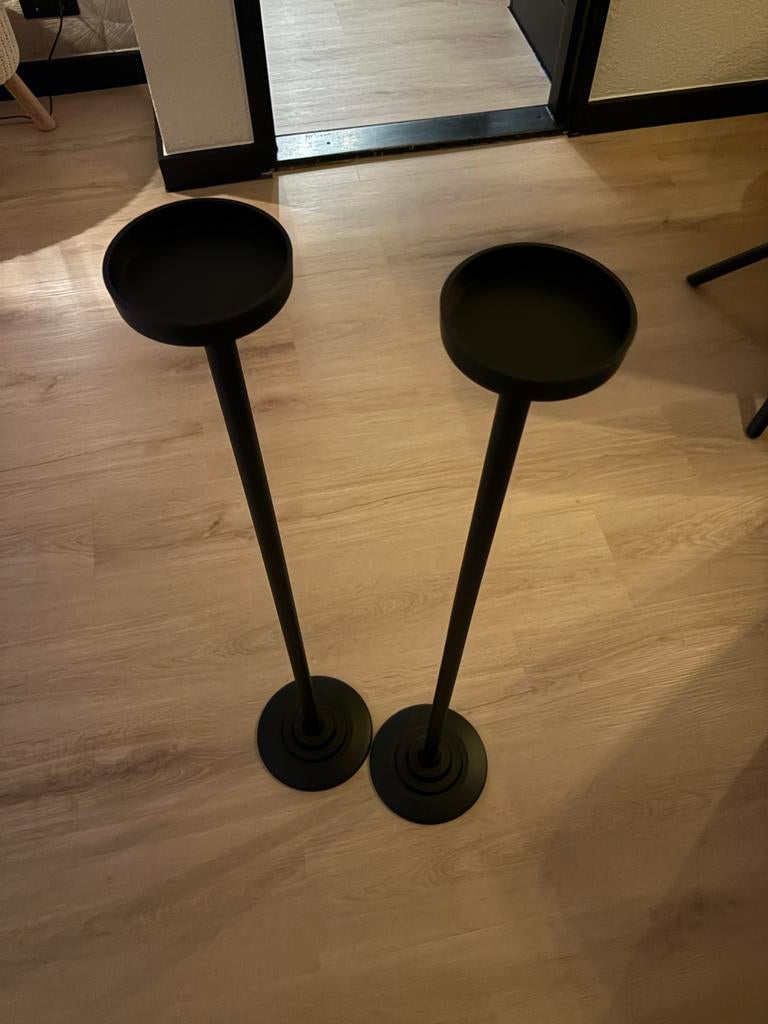 Twee zwarte kandelaars van Maison Manon, Ophalen, 50 tot 75 cm, Zwart, Nieuw