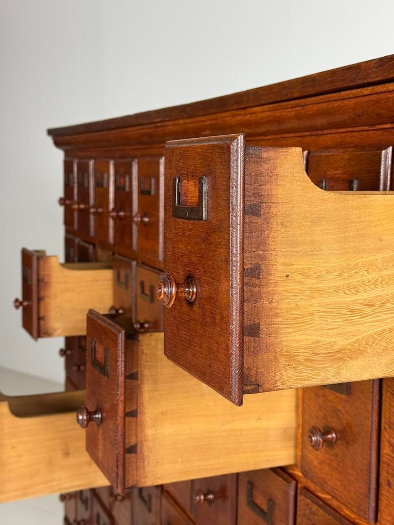 Apothekerskast eiken antiek, Huis en Inrichting, Kasten | Ladekasten, Ophalen, 5 laden of meer, Zo goed als nieuw, Minder dan 100 cm
