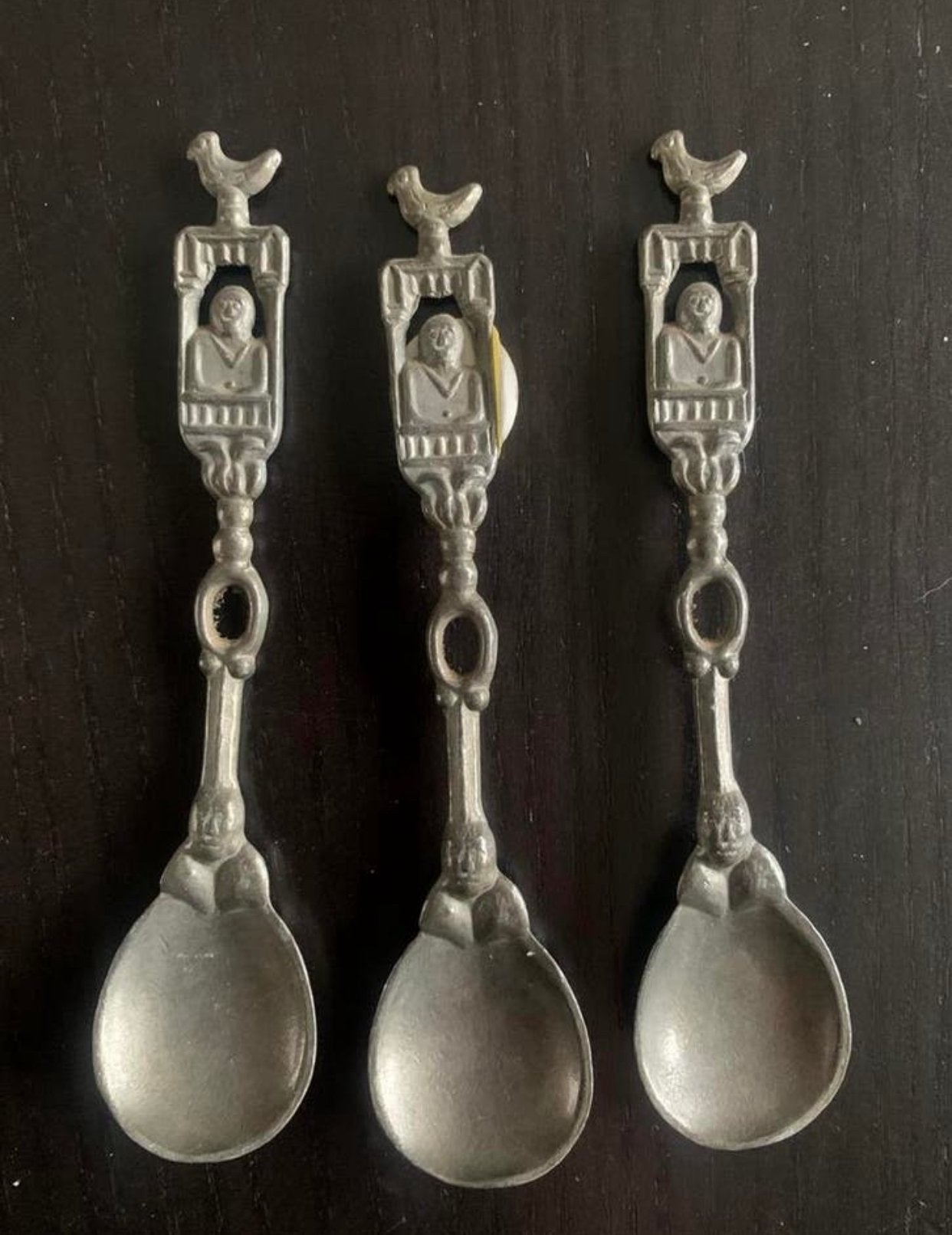 3 antieken tinnen lepeltjes, Antiek en Kunst, Ophalen of Verzenden