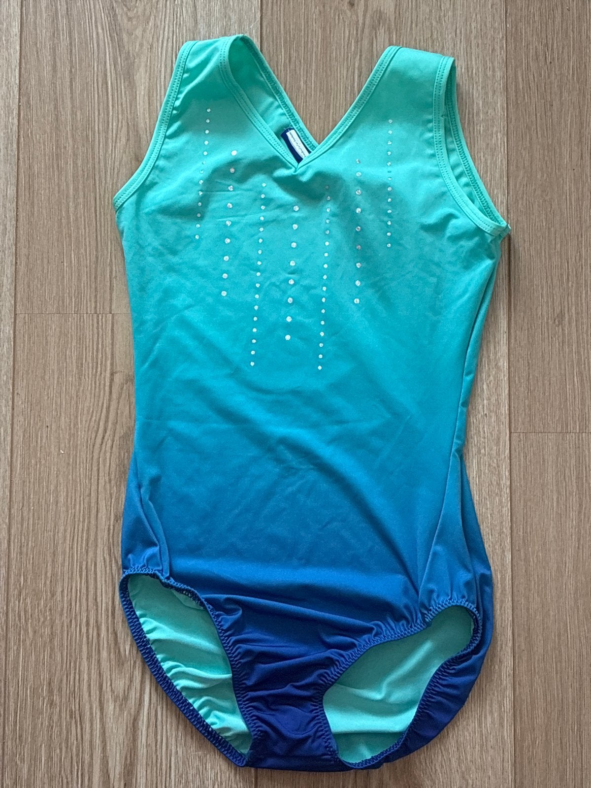 Turnpakje/Gympakje - Blauw/Groen met glitters, Meerkleurig, Ophalen of Verzenden, Maat 34 (XS) of kleiner, Fitness of Aerobics