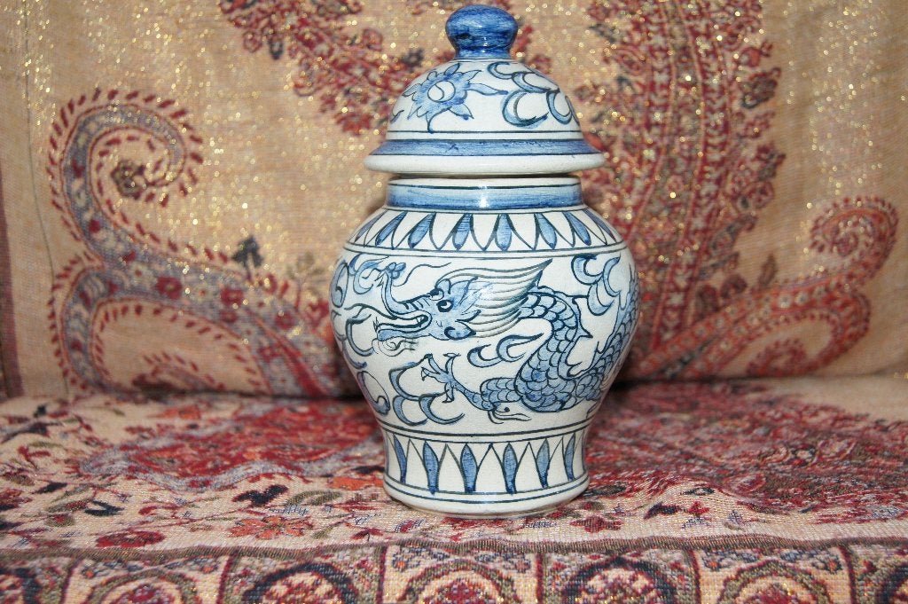 Chinese gemberpot, handgeschilderd met een drakenmotief, Antiek en Kunst, Ophalen of Verzenden