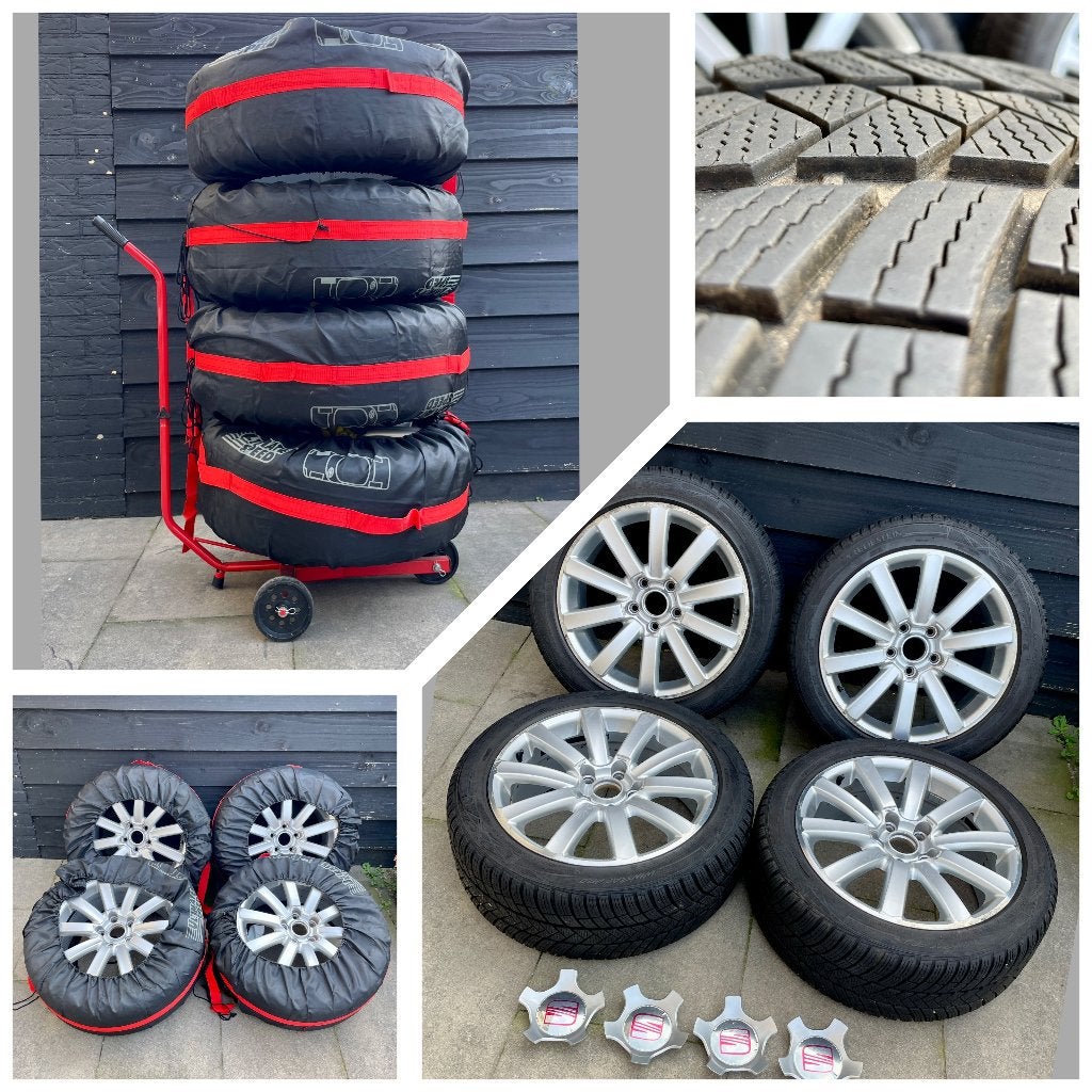 17 inch winterbanden 5x112 225/45 R17 + velgenboom + hoezen, Auto-onderdelen, Ophalen, Gebruikt, Banden en Velgen, 17 inch