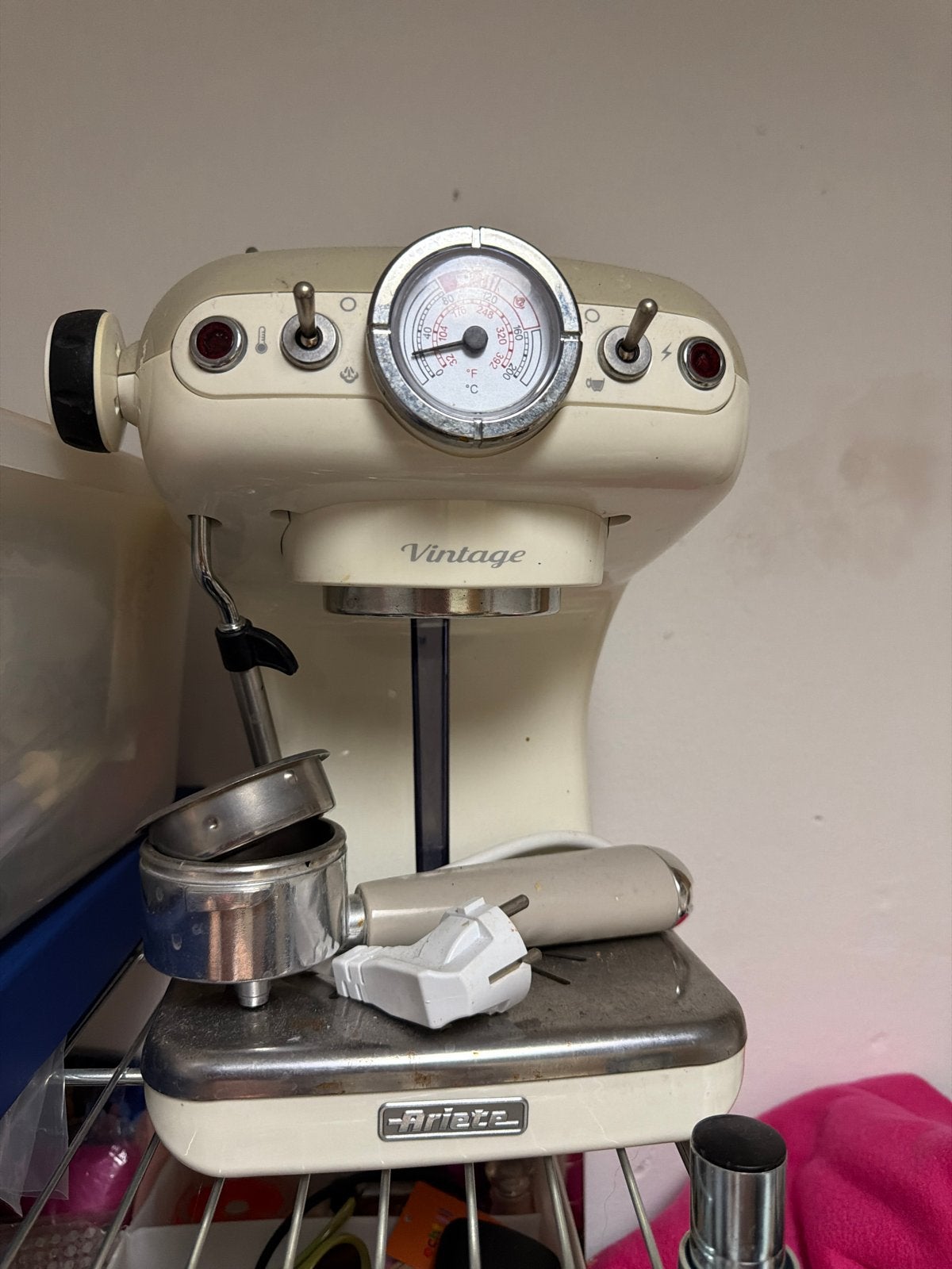 Ariete Vintage Espressomachine - Crème, Witgoed en Apparatuur, Koffiezetapparaten, Gebruikt, Espresso apparaat, Gemalen koffie