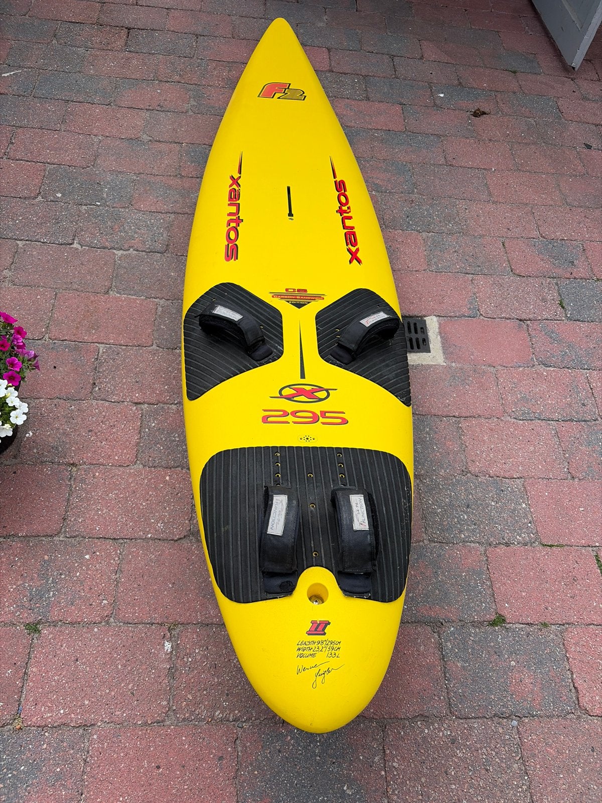 F2 Xantos 295 Windsurfplank - Geel carbon, Ophalen, 250 tot 300 cm, Gebruikt, F2