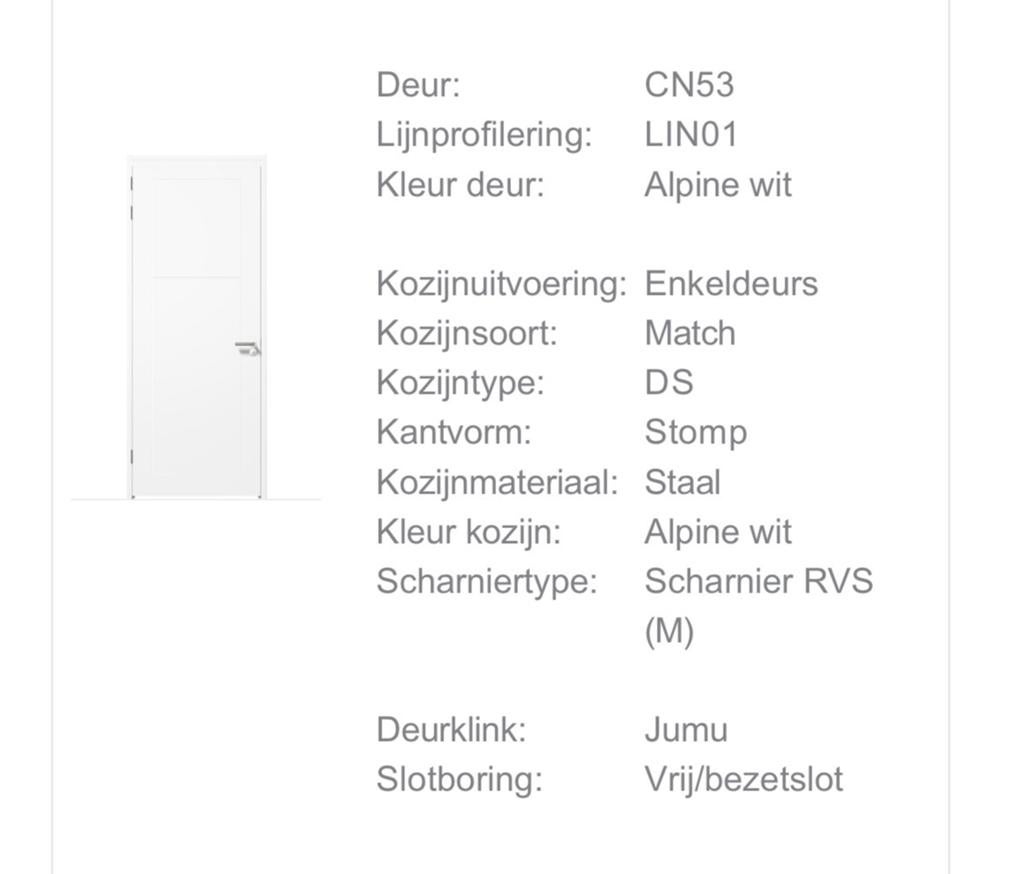 Svedex Lijndeur CN53 - Alpine wit, gratis af te halen, Ophalen, Gebruikt, 80 tot 100 cm, 215 cm of meer