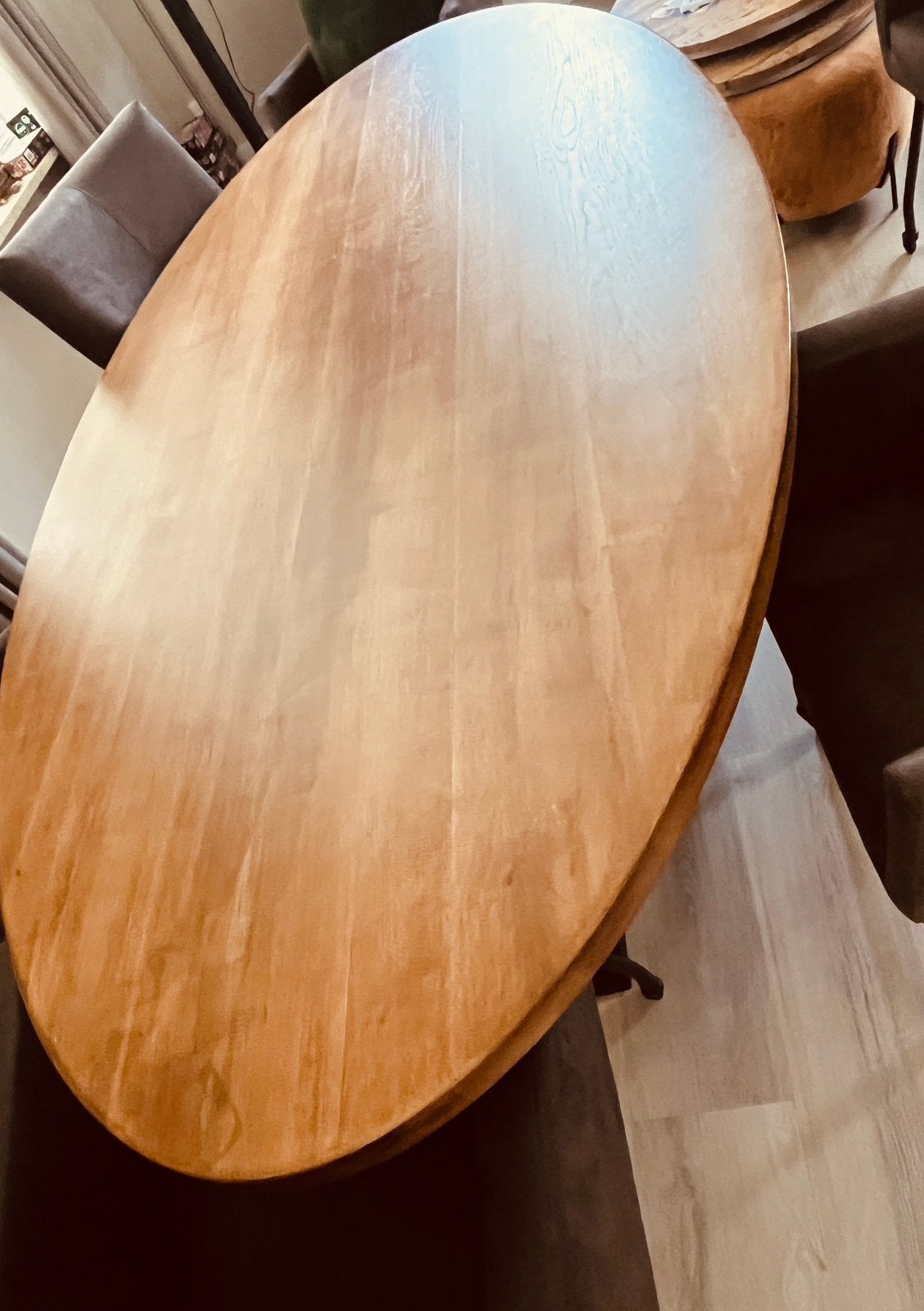 Massief eiken tafel 1.10x2.20 met spinpoot, Ophalen, 100 tot 150 cm, Eikenhout, 200 cm of meer