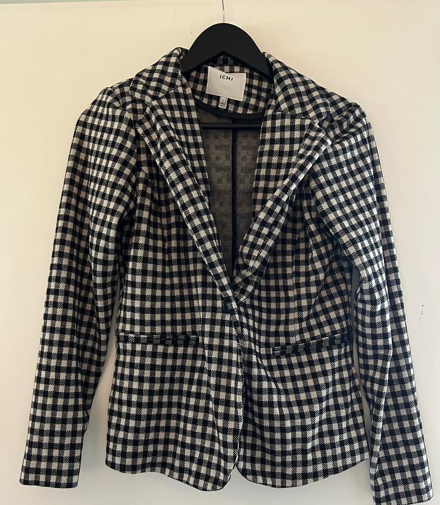 Ichi blazer zwart/wit ruitjes patroon, maat M, Kleding | Dames, Jasjes, Kostuums en Pakken, Ophalen of Verzenden, Nieuw, Wit