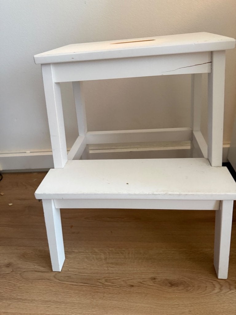 Witte houten opstapje / krukje, Ophalen, Hout, Wit, Overige merken