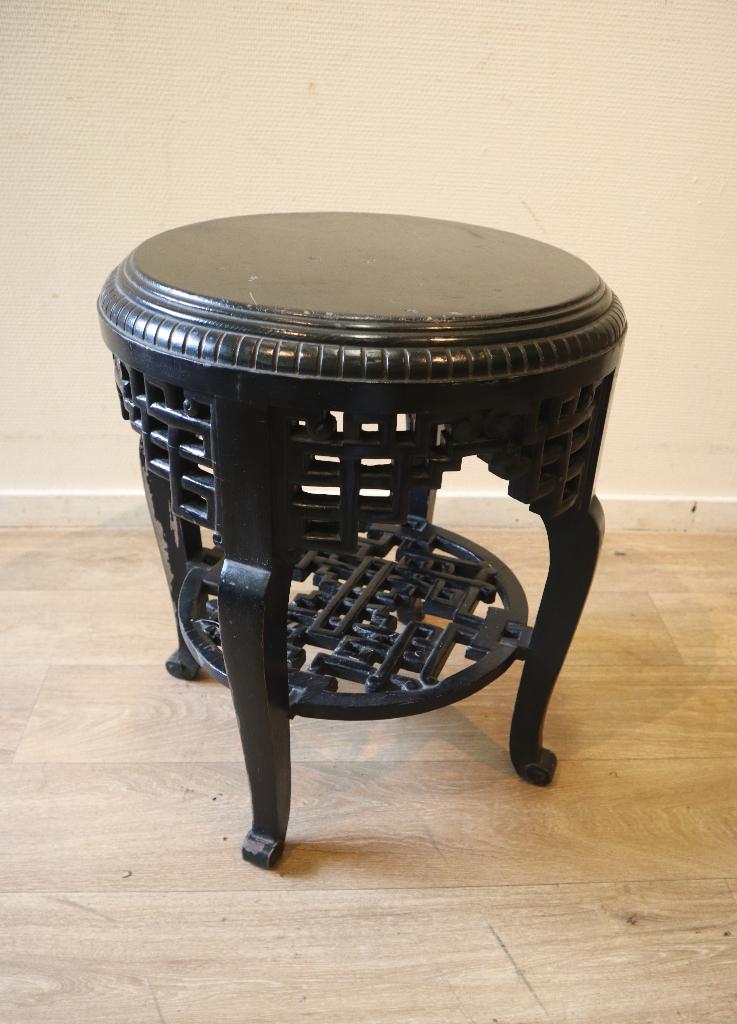 Antieke Chinees zwartlak tafeltje, Hocker, Ophalen of Verzenden