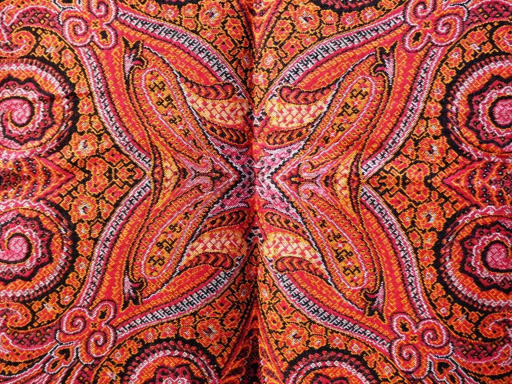 Antiek wollen worteldoek met paisley patroon 100 x 100 cm., Ophalen of Verzenden