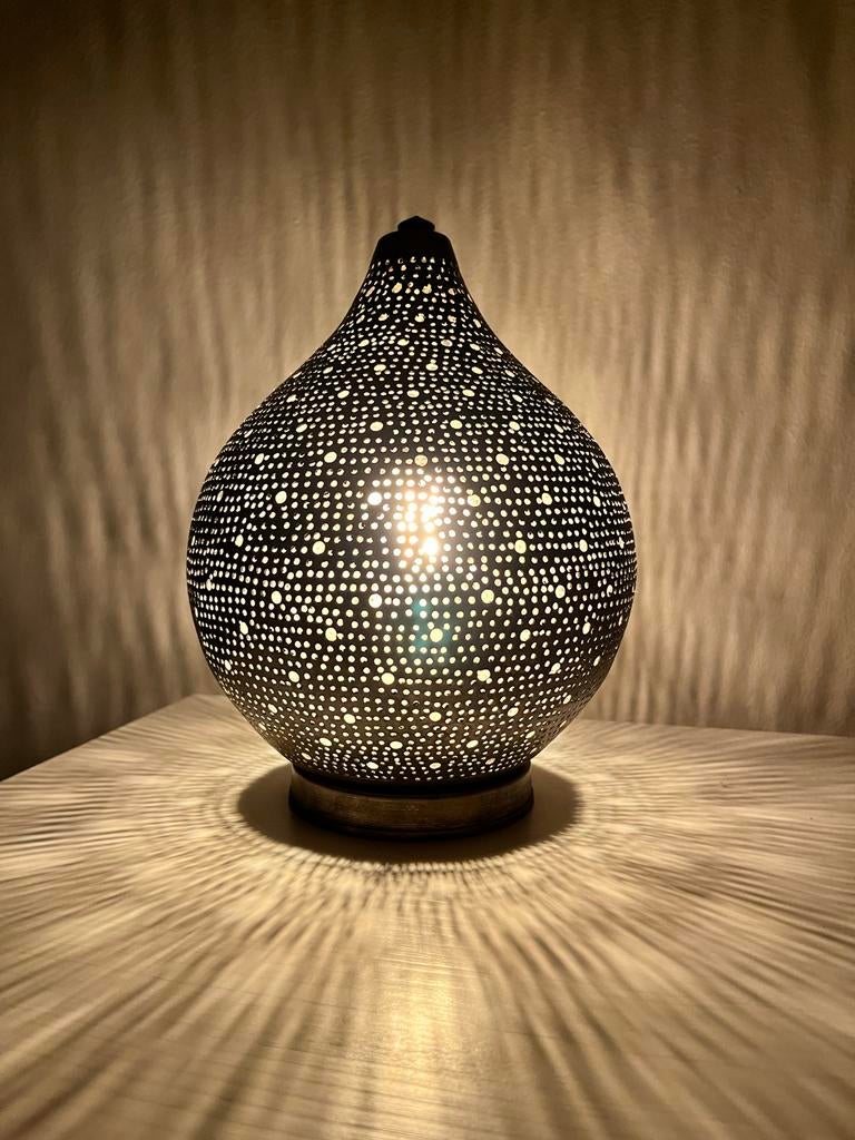 Verzilverde tafellamp filigrain, Ophalen of Verzenden, Zo goed als nieuw, Metaal, Minder dan 50 cm